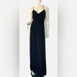 JS Boutique Gown prom Wedding Black Long Cocktail Spaghetti Strap Dress Size 4